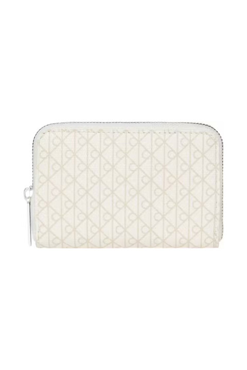 Kadın Monogram Desenli Fermuarlı Cüzdan - Krem - Calvin Klein