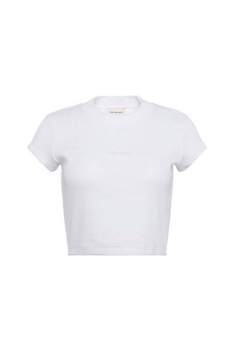 Kadın Monogram Logo Baby Fit T-Shirt - Beyaz 