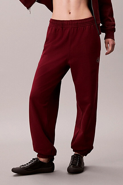 Kadın Monologo French Terry Rahat Kalıp Jogger Eşofman Altı - Bordo - Calvin Klein