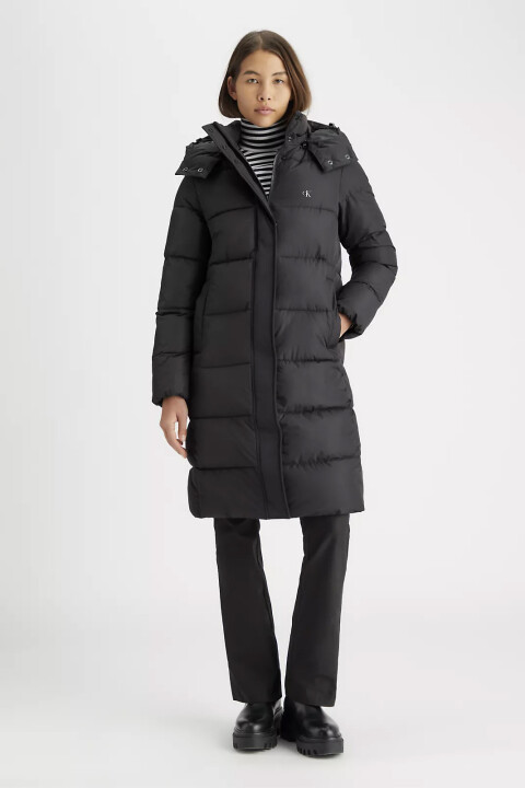 Kadın Monologo Uzun Şişme Mont - Siyah 