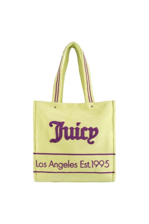 Kadın Nakış Logolu Havlu Kumaş Tote Çanta - Lime Yeşili - Juicy Couture