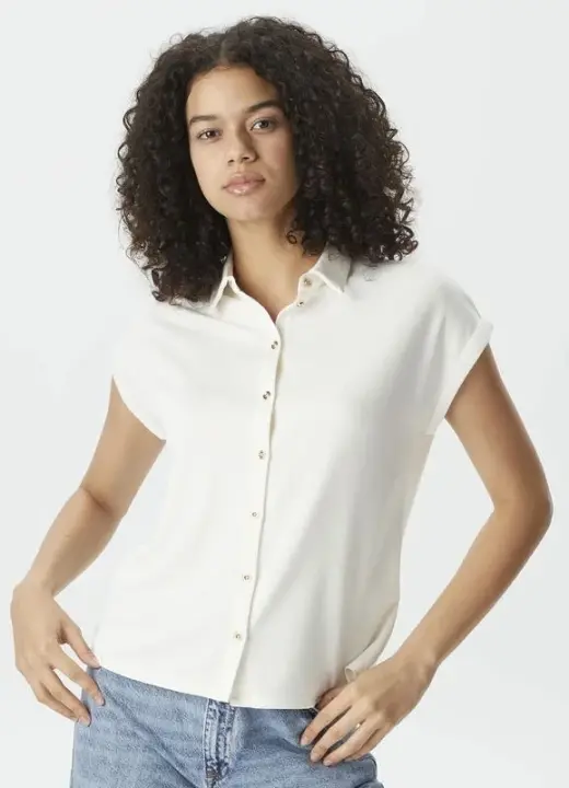 Kadın Kısa Kollu Relaxed Fit Polo Gömlek - Beyaz - Nautica