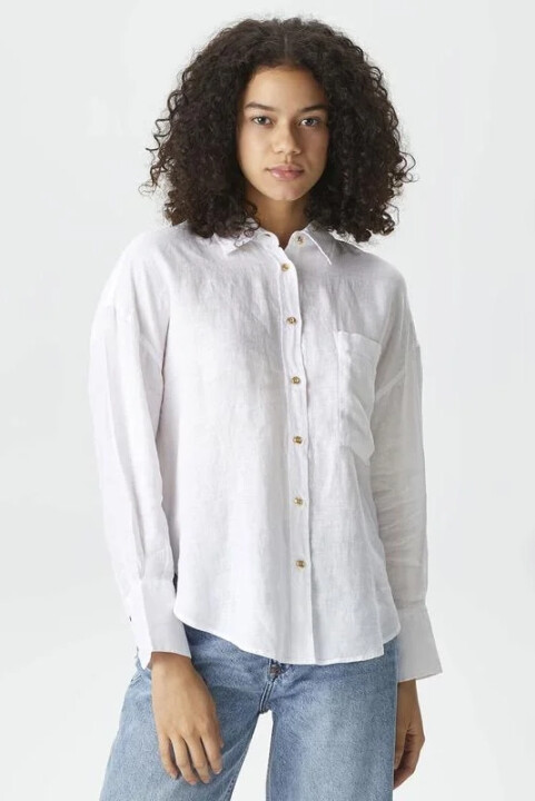 Kadın Oversize Uzun Kollu Gömlek - Beyaz - Nautica