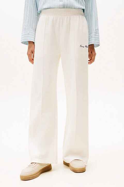 Kadın Nervür Detaylı Geniş Paça Eşofman Altı - Ekru - Tommy Hilfiger