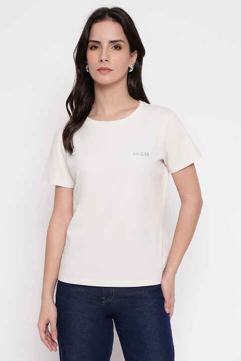 Kadın New Colette Standart Kalıp Bisiklet Yaka Kısa Kol Minimal Logo T-Shirt - Beyaz - Guess