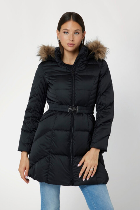 Kadın New Olga Gerçek Kuş Tüyü Şişme Mont - Siyah 