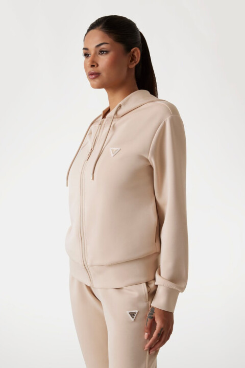 Kadın Olympe Fermuarlı Sweatshirt - Krem - Guess