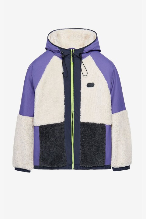 Kadın Outdoor Fleece Rahat Kalıp Renk Bloklu Sherpa Kapüşonlu Polar Ceket - Lila - Skechers