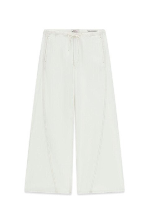 Kadın Palazzo Kesim Bağcıklı Jean Pantolon - Beyaz - Guess