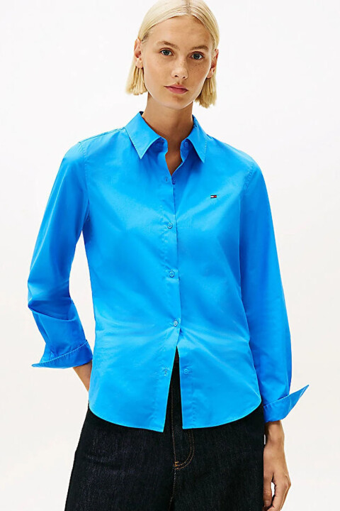 Kadın Pamuklu Poplin Gömlek - Mavi - Tommy Hilfiger