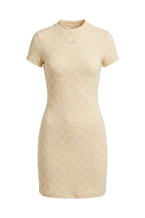 Kadın Peony Jakarlı Elbise - Bej - Guess