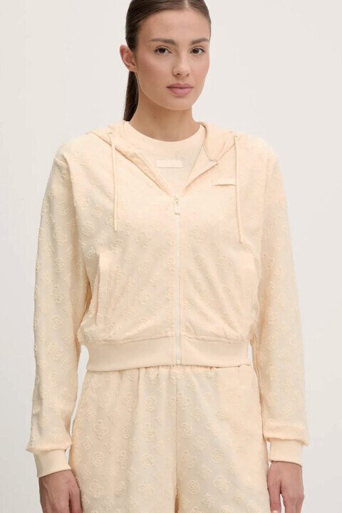 Kadın Peony Jakarlı Kapüşonlu Sweatshirt - Sarı 