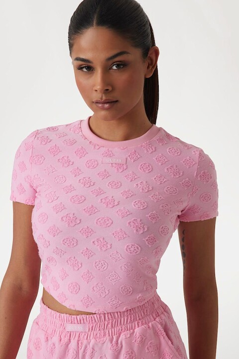 Kadın Peony ve 4G Logo Crop Üst - Pembe - Guess