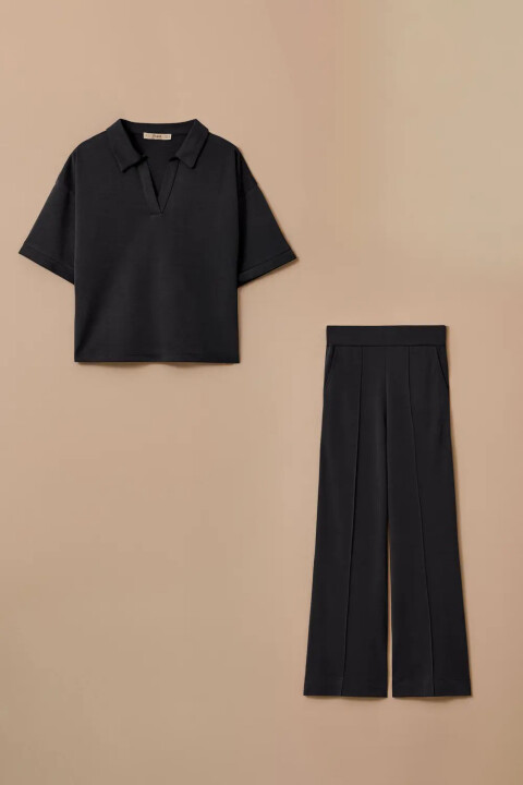 Kadın Polo Yaka Modal Takım - Lacivert - Seçil