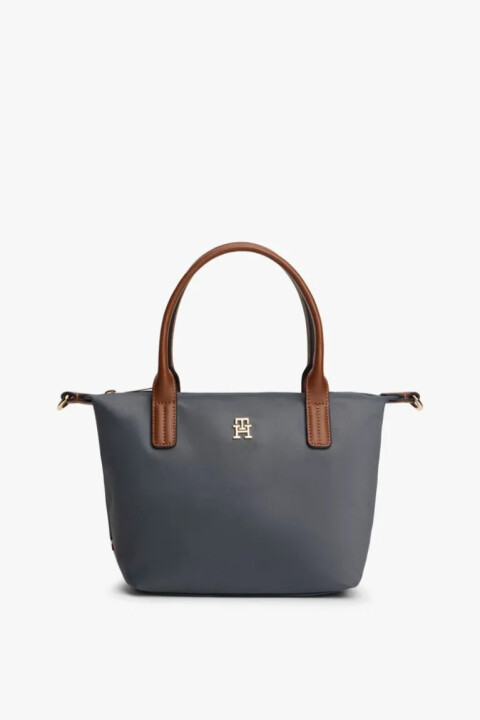 Kadın Popette Mini Kontrast Saplı El Çantası - Gri 