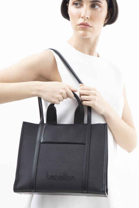 Kadın Print El Çantası - Siyah - BENETTON