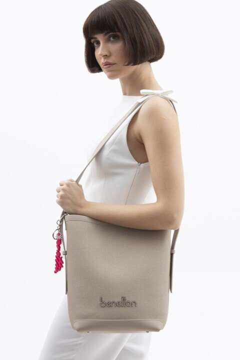 Kadın Print Kol Çantası - Ten 