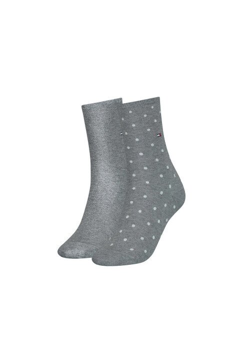 Kadın Puantiyeli Çorap 2'li Paket - Gri Melanj 