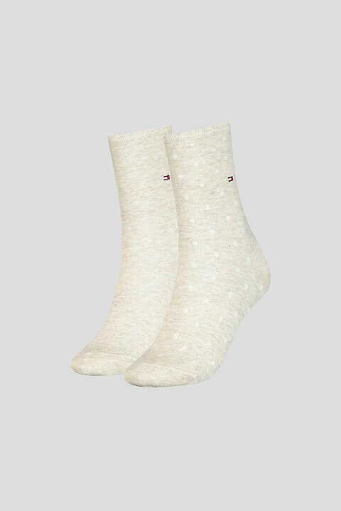 Kadın Puantiyeli Çorap 2'li Paket - Krem Melanj 