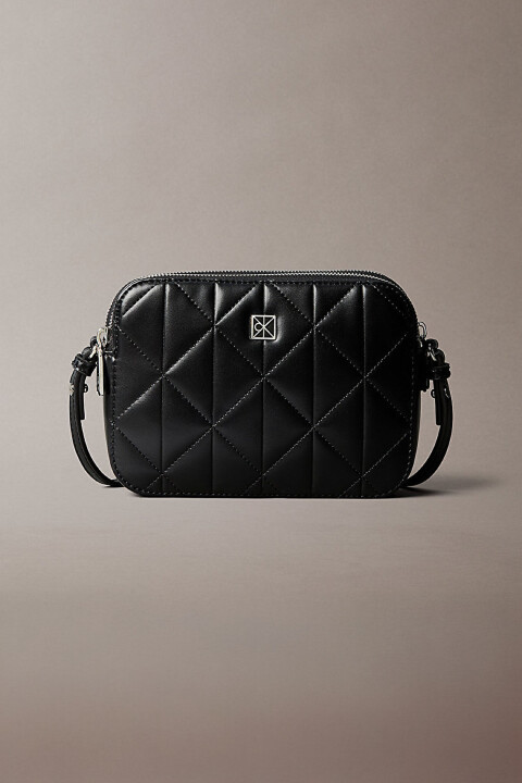 Kadın Quilted Double Zip Çapraz Çanta - Siyah 