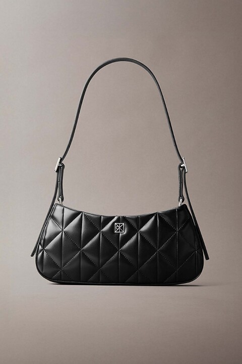 Kadın Quilted Omuz Çantası - Siyah 