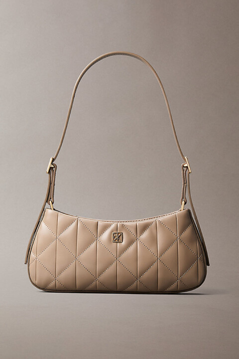 Kadın Quilted Small Omuz Çantası - Bej 