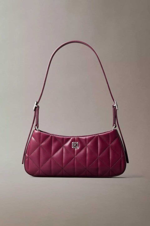 Kadın Quilted Small Shoulder Bag Omuz Çantası - Mürdüm 