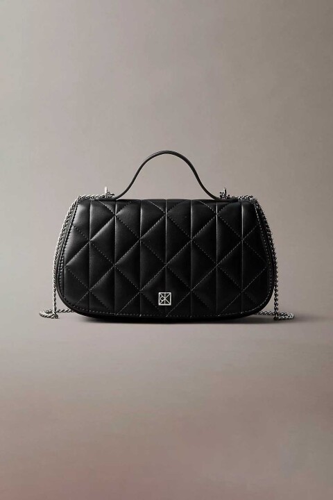 Kadın Quilted Top Handle Bag Omuz Çantası - Siyah - Calvin Klein