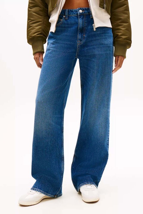 Kadın Rahat Kesim Düz Paça Jean Pantolon - Orta Mavi - Tommy Hilfiger