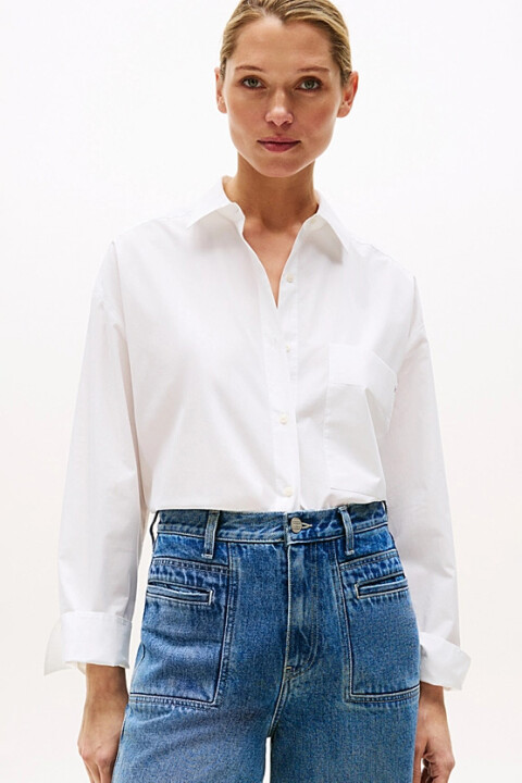 Kadın Rahat Kesim Klasik Yaka Gömlek - Beyaz - Tommy Hilfiger