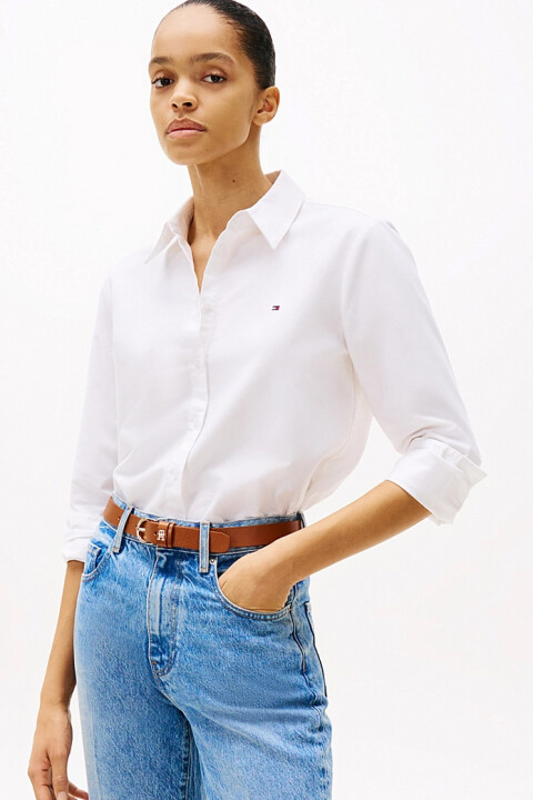Kadın Rahat Kesim Oxford Gömlek - Beyaz - Tommy Hilfiger