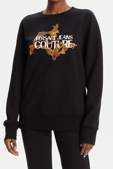Kadın Regular Fit Barok Desenli Bisiklet Yaka Sweatshirt - Siyah/Gold - Versace