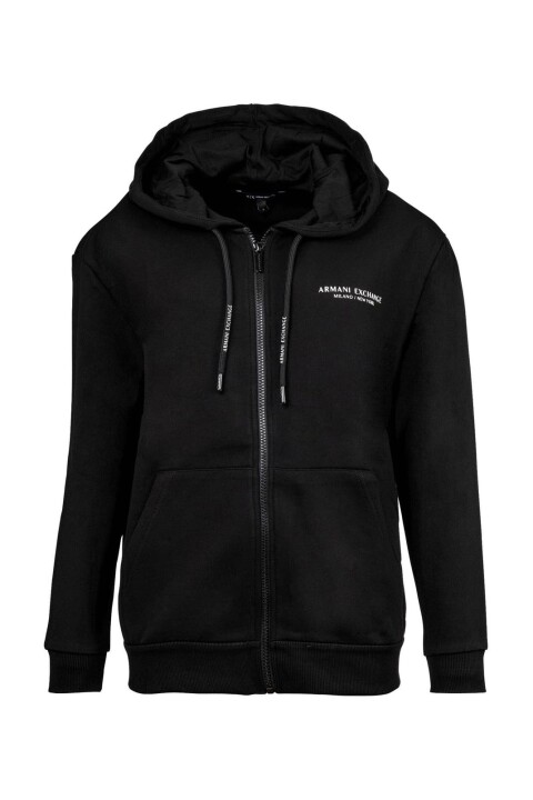Kadın Regular Fit Fermuarlı Kapüşonlu Sweatshirt - Siyah - Armani Exchange