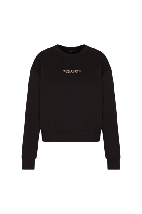 Kadın Regular Fit Gold Logolu Sweatshirt - Siyah 