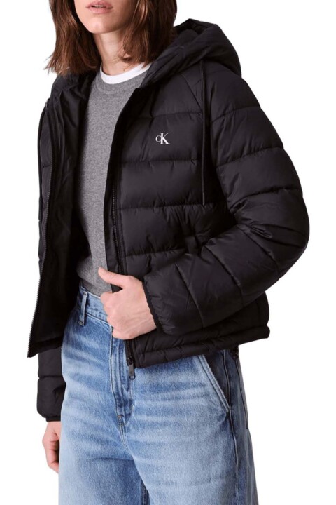 Kadın Regular Fit Kapüşonlu Şişme Mont - Siyah 