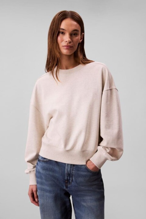 Kadın Regular Fit Logo Nakışlı Bisiklet Yaka Sweatshirt - Bej 