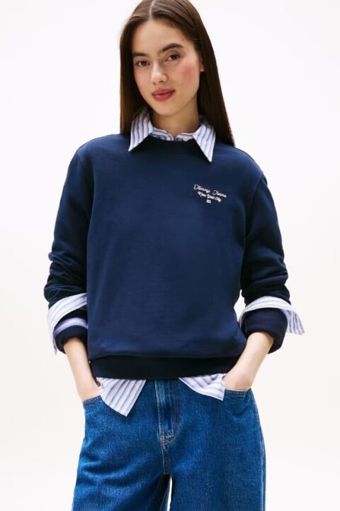 Kadın Regular Fit Nakış Logolu Sweatshirt - Lacivert 