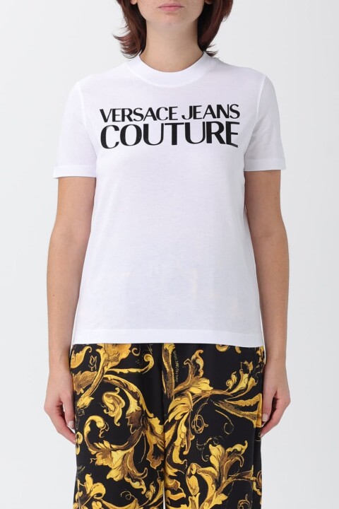 Kadın Regular Fit Yazı Logolu Bisiklet Yaka T-Shirt - Beyaz - Versace