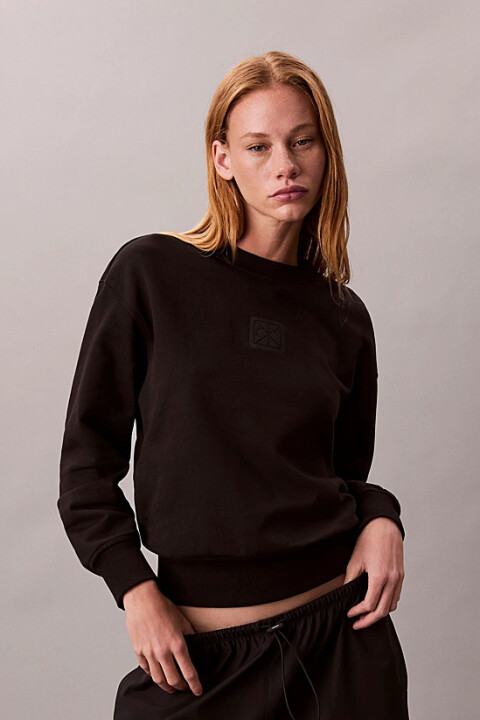 Kadın Regular Kalıp Bisiklet Yaka Sweatshirt - Siyah - Calvin Klein