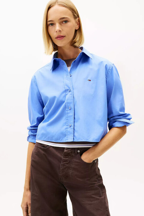 Kadın Relax Fit Cropped Gömlek - Açık Mavi 