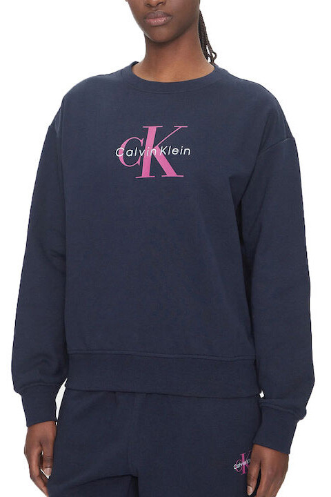 Kadın Relaxed Fit Bisiklet Yaka Monogram Logolu Sweatshirt - Lacivert 