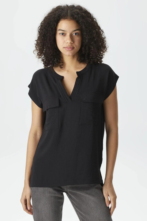 Kadın Relaxed Fit Gömlek - Siyah - Nautica