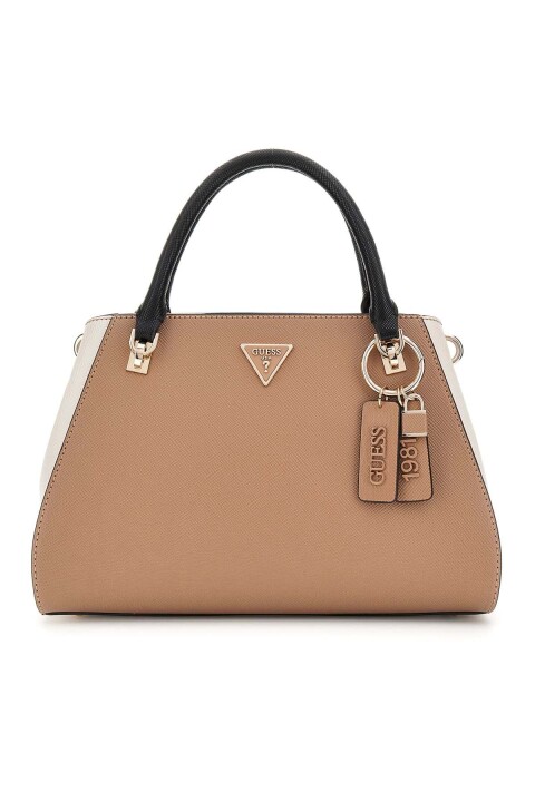 Kadın Renk Bloklu Yapılandırılmış El Çantası - Bej - Guess