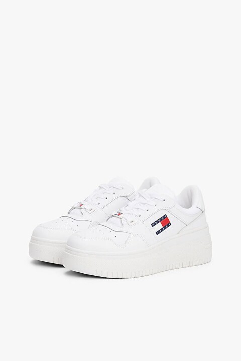 Kadın Retro Basketbol Stili Platform Tabanlı Sneaker - Beyaz 