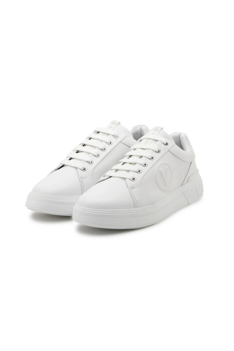 Kadın Rey Emboss Logolu Nappa Deri Sneaker - Beyaz - Valentino