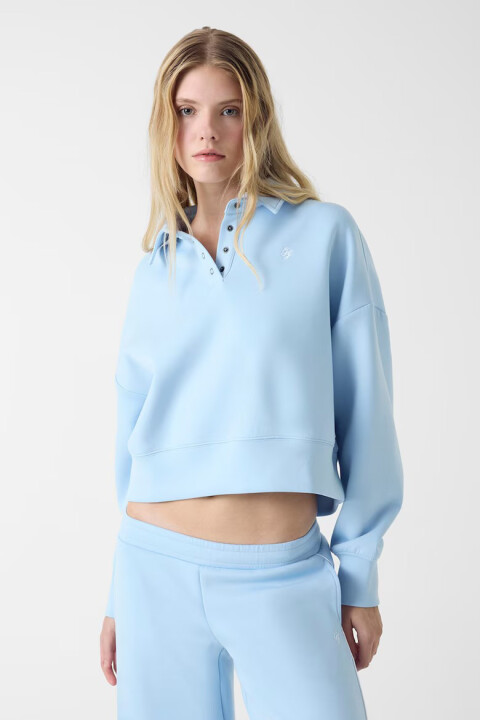 Kadın Scuba Polo Yaka Sweatshirt - Mavi - Guess