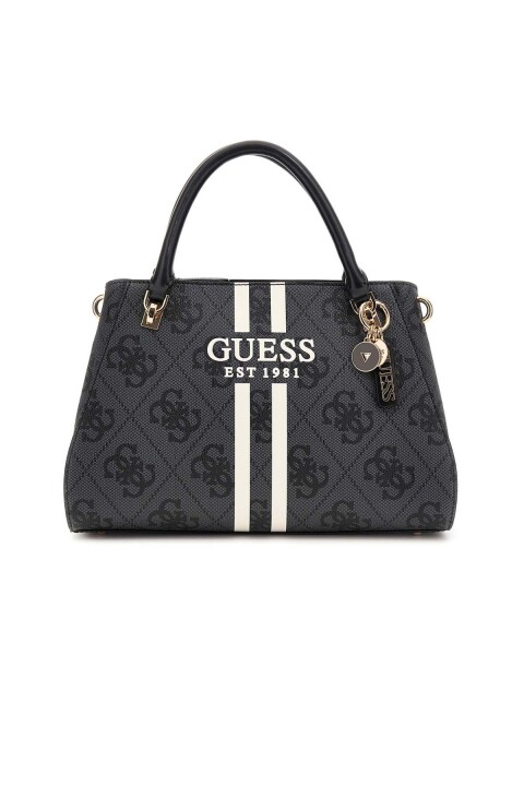 Kadın Şerit Detaylı Monogram Desenli El Çantası - Antrasit 