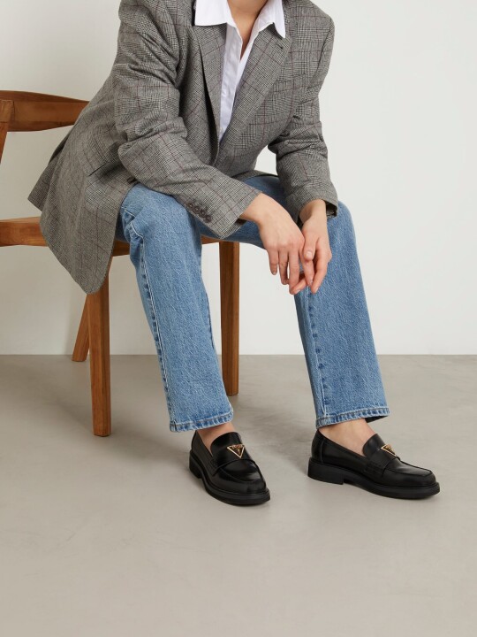 Kadın Shatha Hakiki Deri Makosen Loafer Ayakkabı-Siyah - Guess