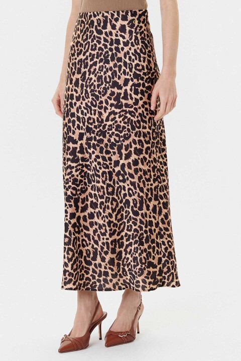 Kadın Sibilla Leopar Desenli Midi Etek - Çok Renkli - Guess