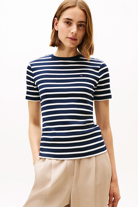 Kadın Slim Cody C-Nk T-Shirt - Lacivert/Ekru 